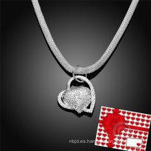 Hueco hacia fuera encantadora forma de corazón Plata Joyería Collar Regalos